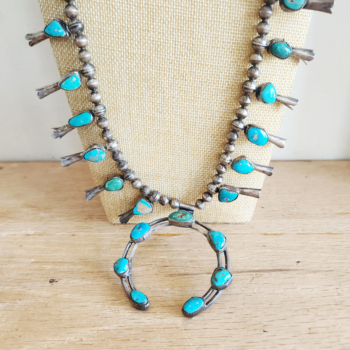 Vintage Turquoise Squash Blossom Necklace