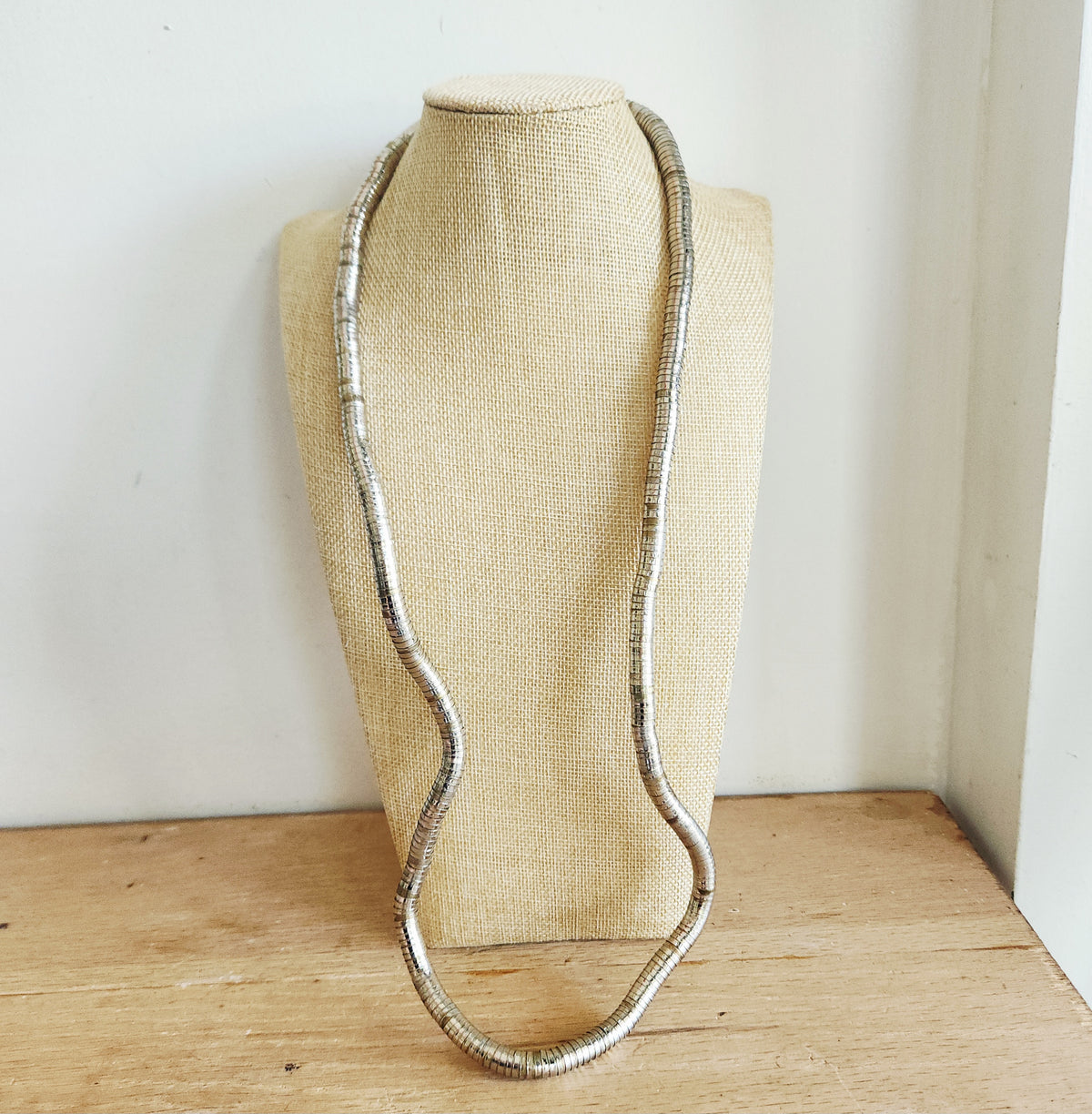 Silvertone Bendable Snake Necklace