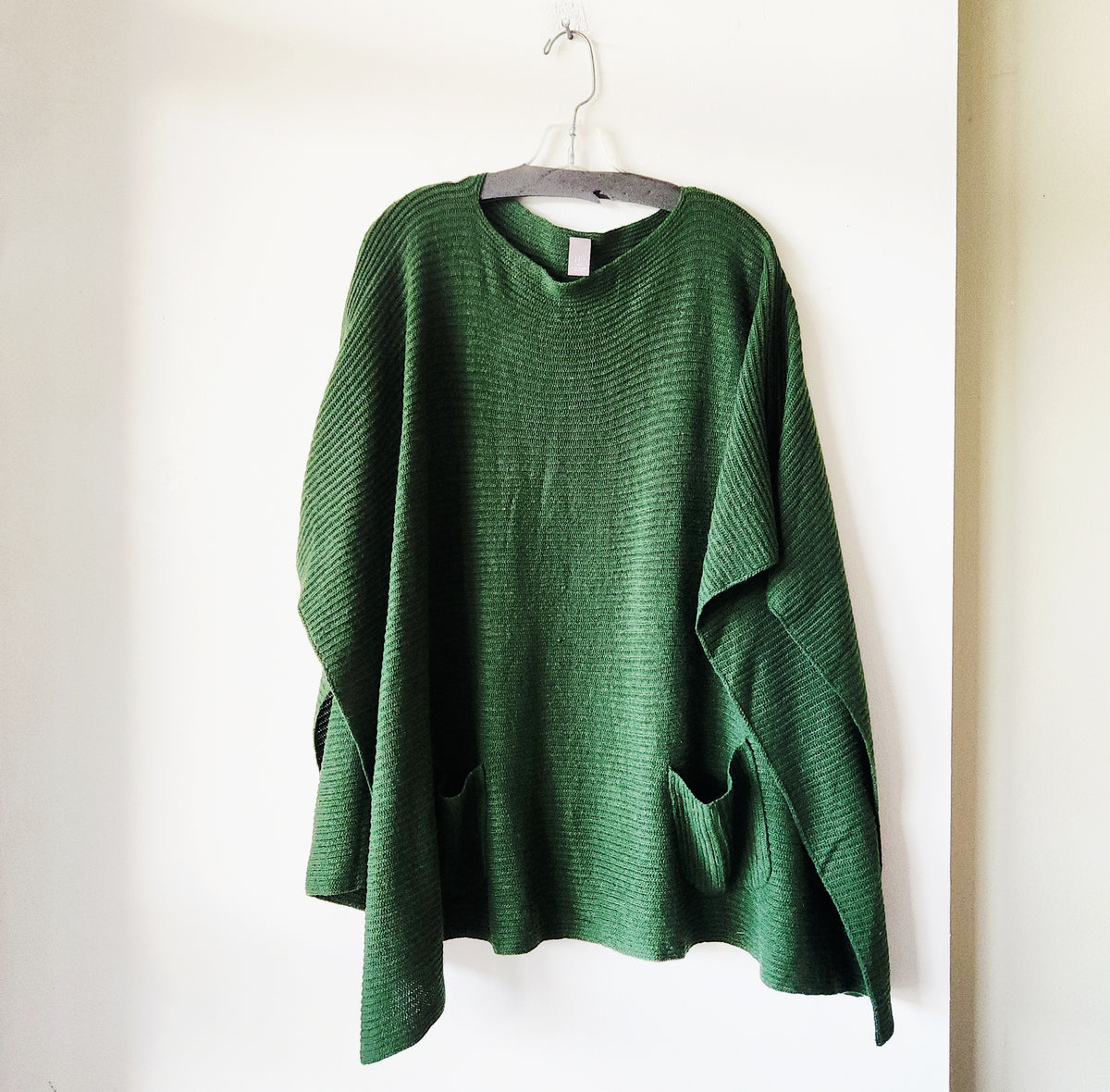 J Jill Rib Knit Grass Green Poncho - One Size