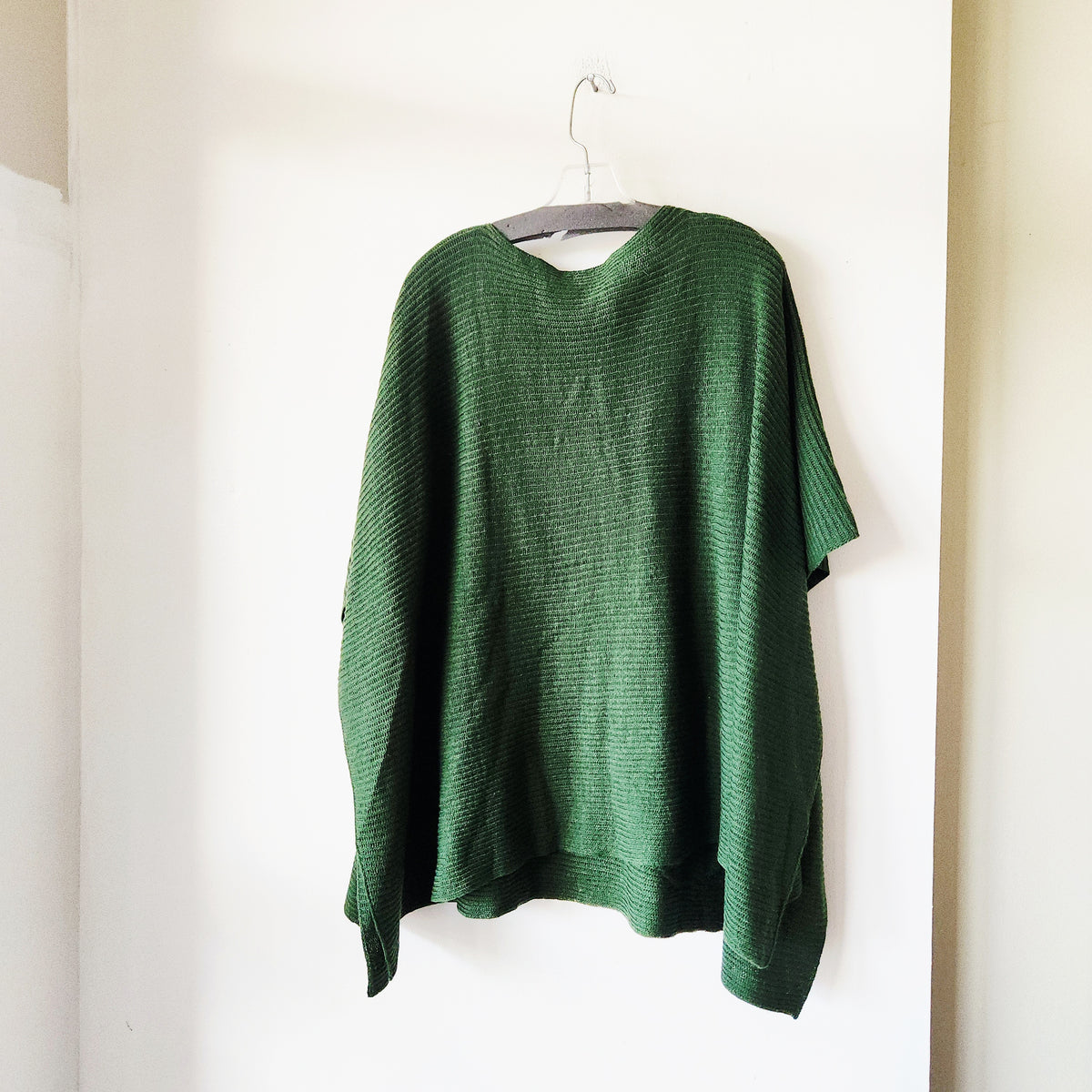 J Jill Rib Knit Grass Green Poncho - One Size