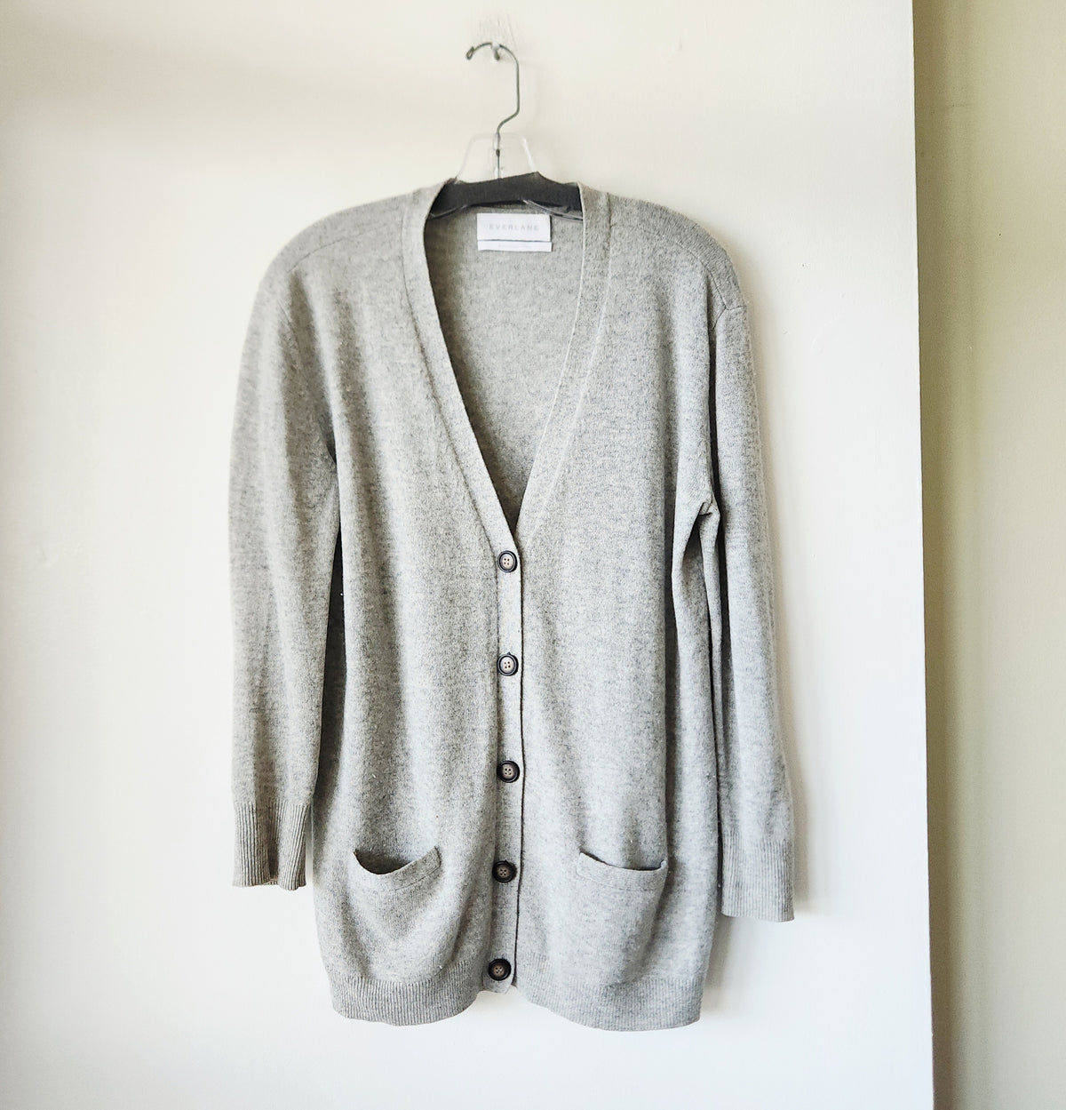 Everlane 100% Cashmere Heathered Gray Cardigan - S