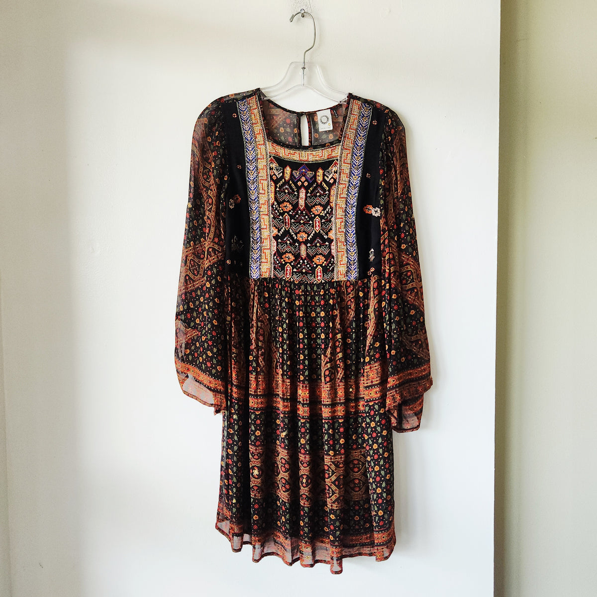 Akemi + Kin Semisheer Dress with Embroidery Details - XS