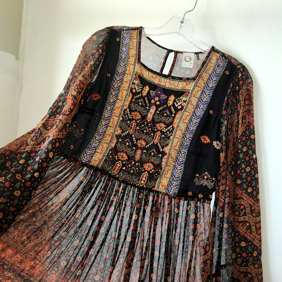 Akemi + Kin Semisheer Dress with Embroidery Details - XS