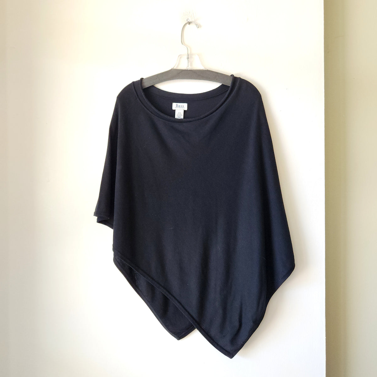 Bass Cotton & Silk Black Poncho - One Size