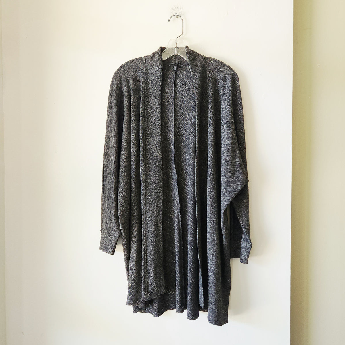 Eileen Fisher Heathered Charcoal Gray Open Cocoon Cardigan - L