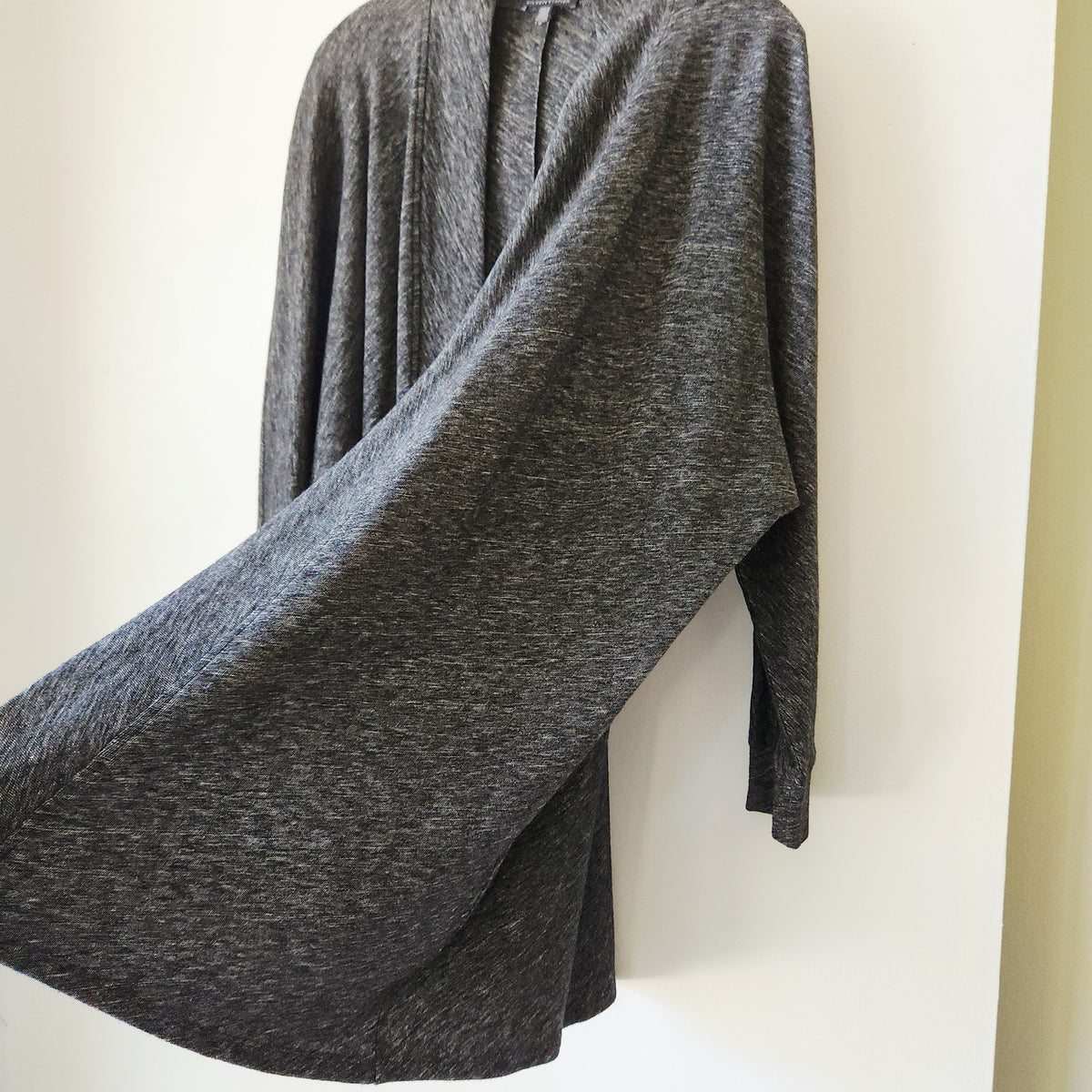 Eileen Fisher Heathered Charcoal Gray Open Cocoon Cardigan - L