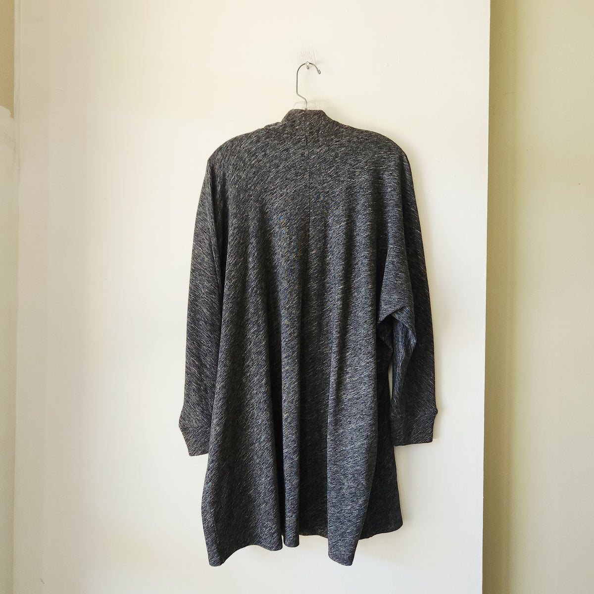 Eileen Fisher Heathered Charcoal Gray Open Cocoon Cardigan - L