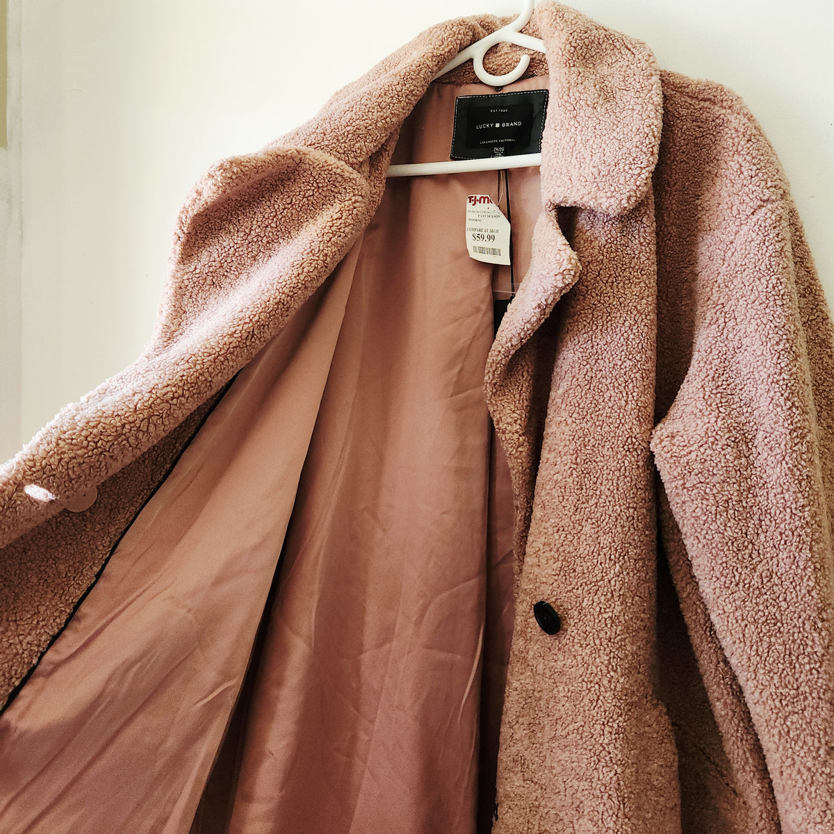 Lucky Brand Cozy Pastel Pink Trench Style Coat - size 2X - New