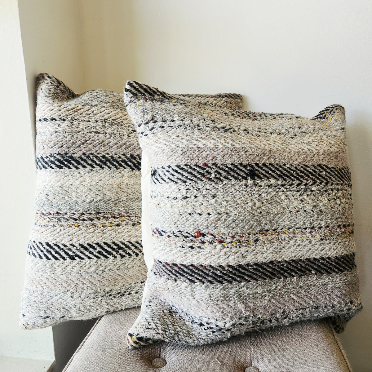 22" x 22" Decorative Natural Multi Pillows w Down Insert by Magnolia Home Set of 2