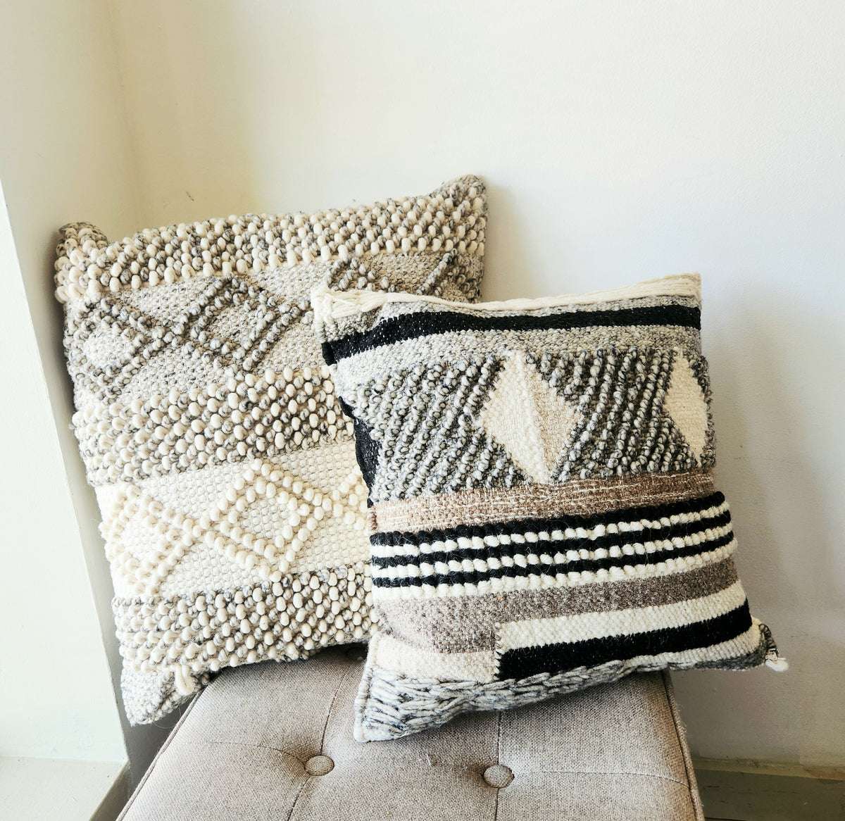 Magnolia Textured Natural Down Filled Decorative  Pillows 17" and 22"