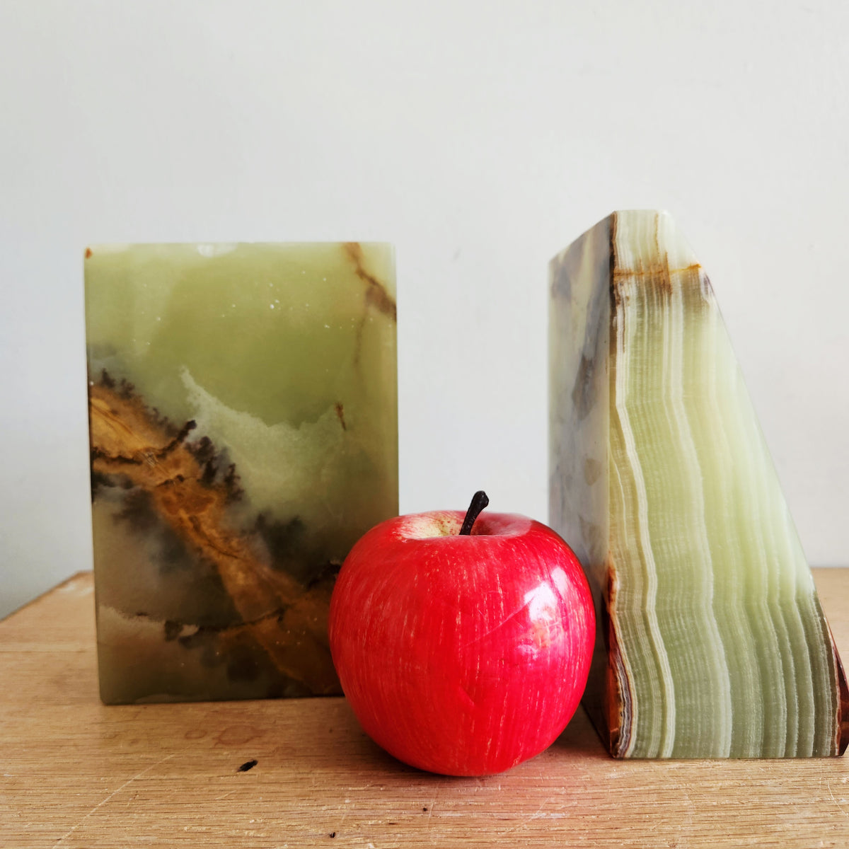 Vintage Natual Onyx Bookends Set of 2