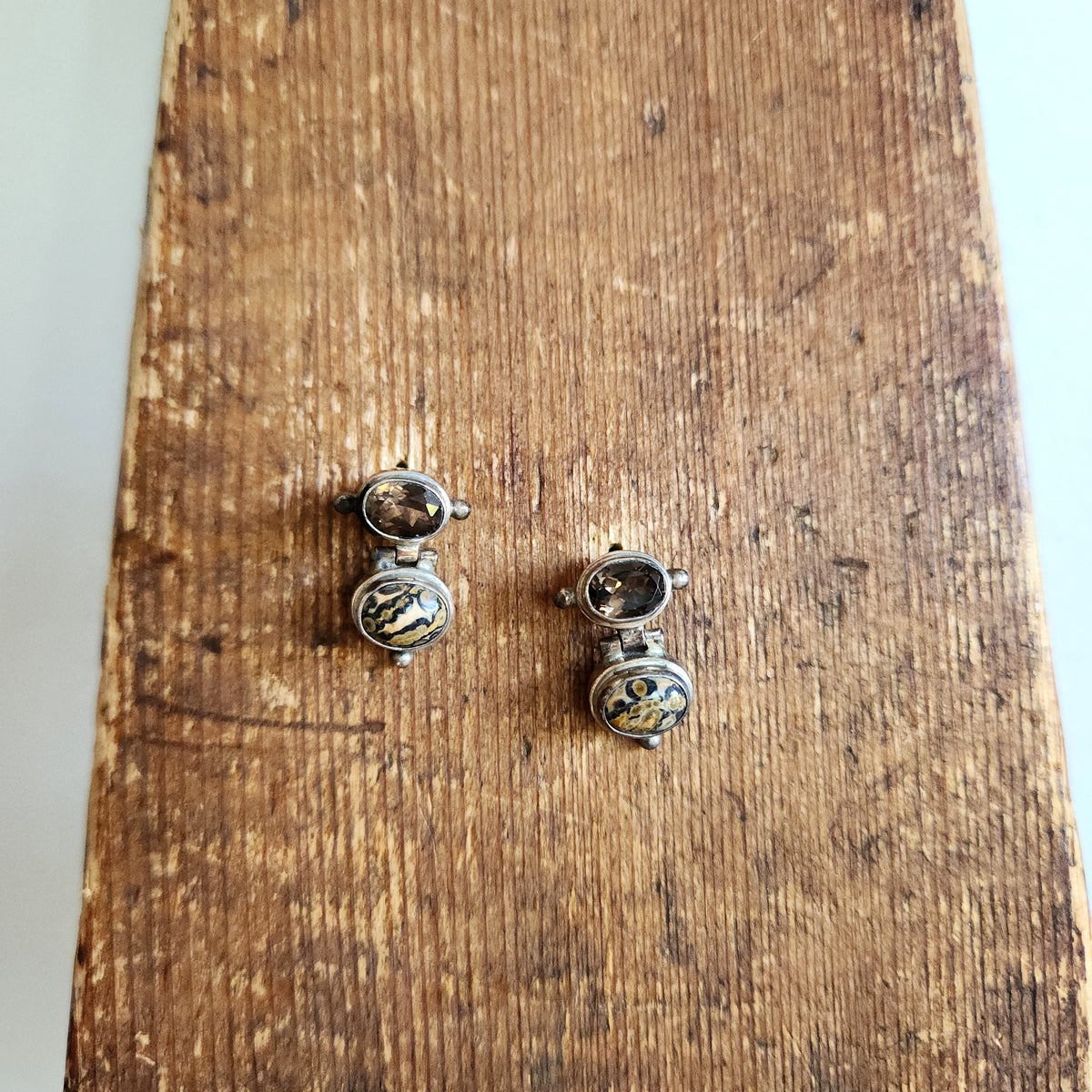Sterling Silver Two Stone Stud Earrings