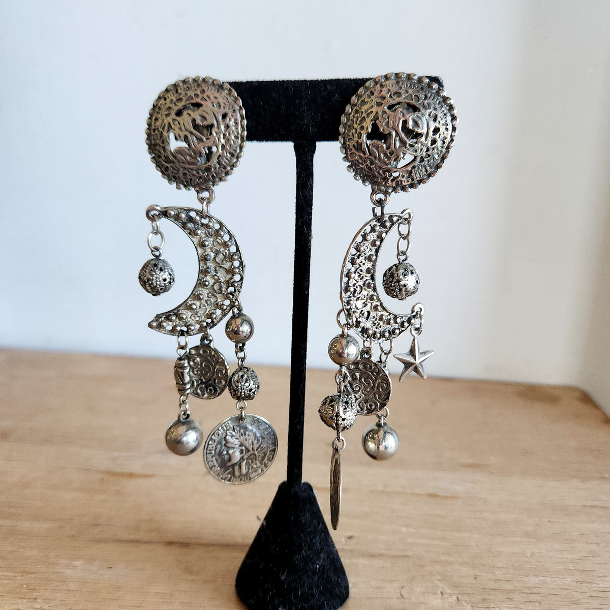 Oversized Clip On Moon Earrings
