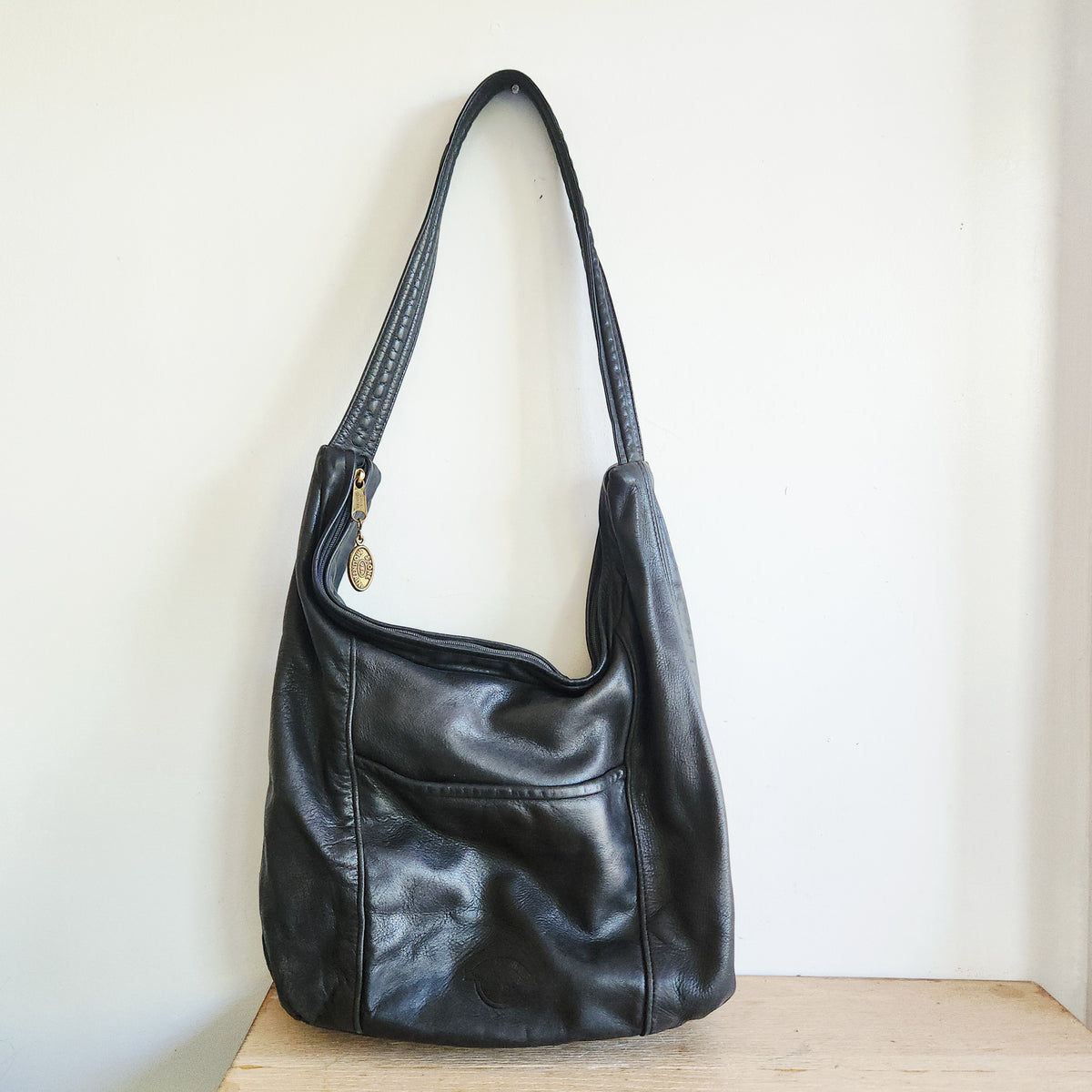 Stone Mountain Black Leather Slouchy Purse