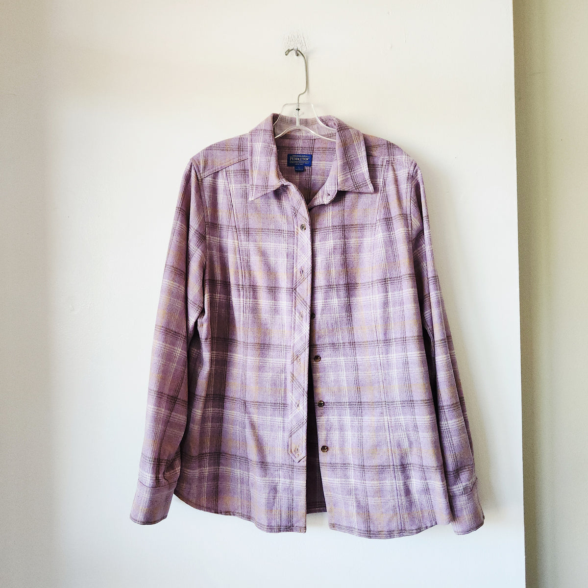 Pendleton 100% Wool Lavender Plaid Shirt - L