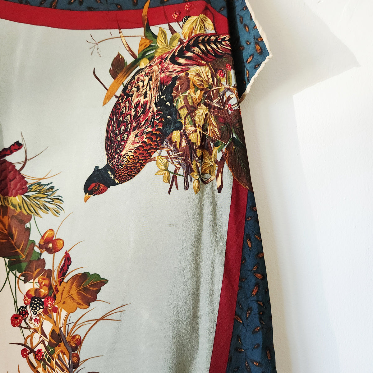 Vintage Rolled Edge Pheasants Scarf