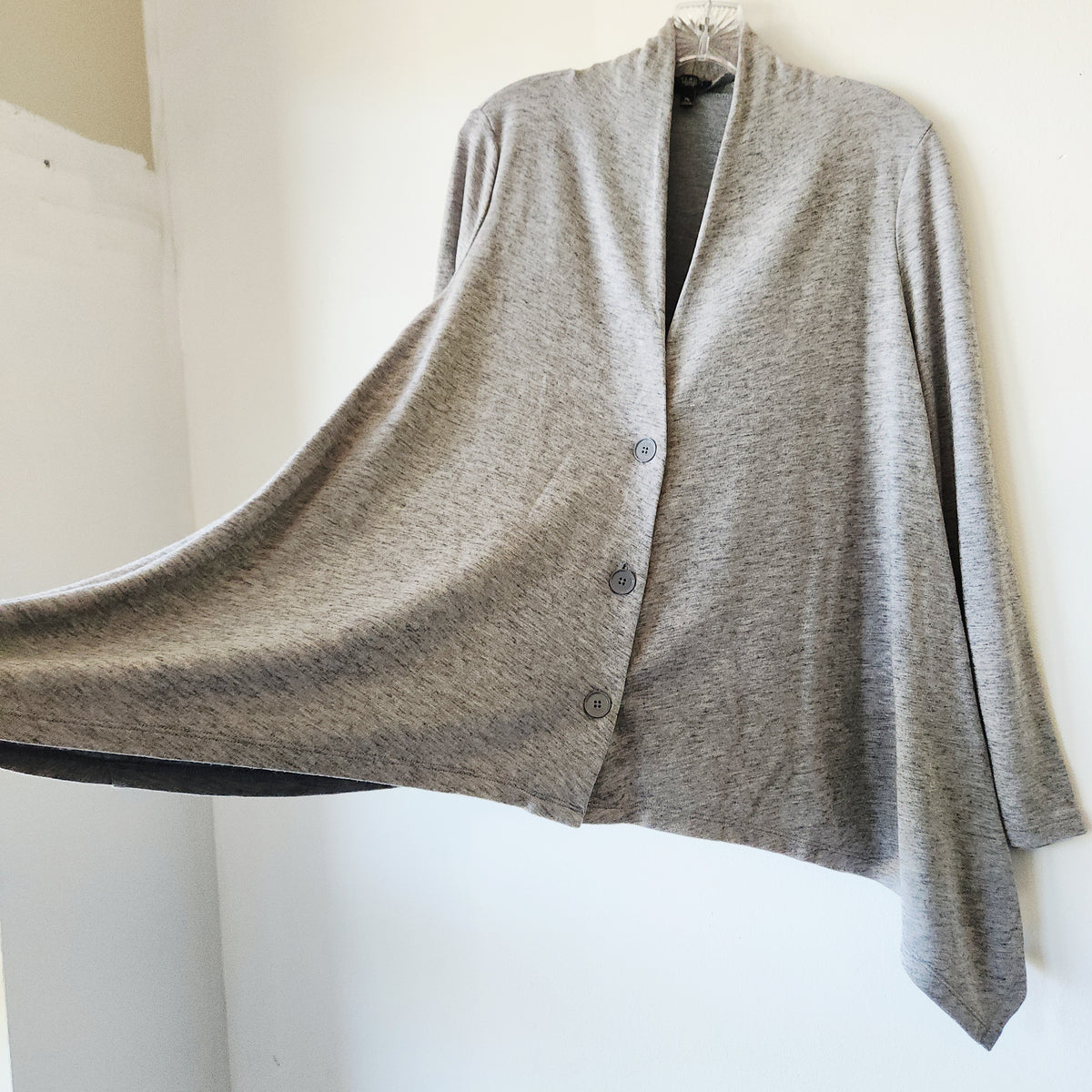 Talbots Gray Handkerchief Hem Top with Buttons - M Petite