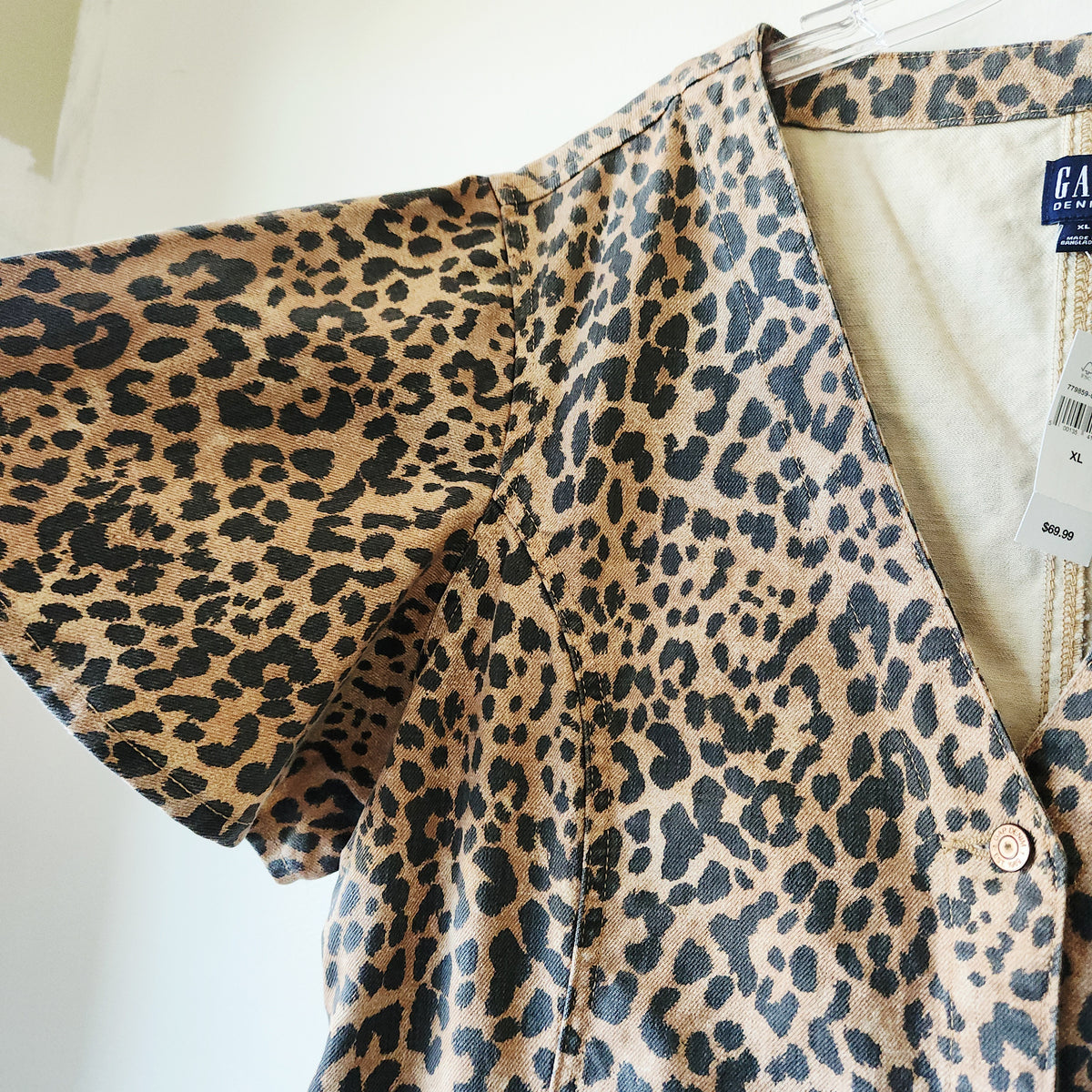 GAP Denim Leopard Print Dress with Buttons - XL - New