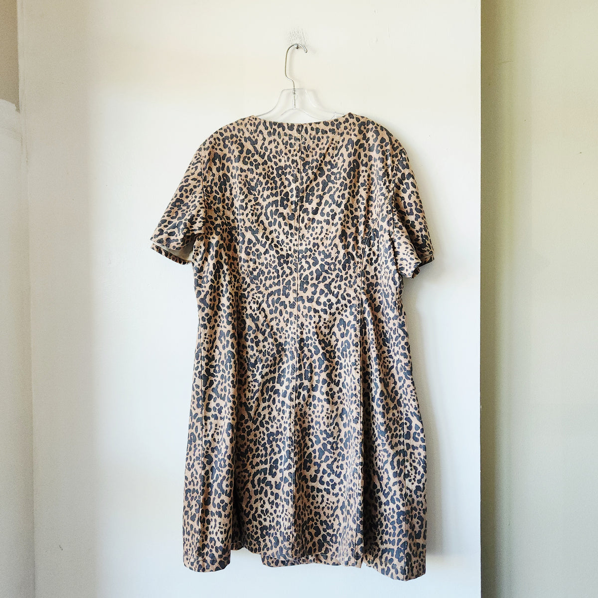 GAP Denim Leopard Print Dress with Buttons - XL - New