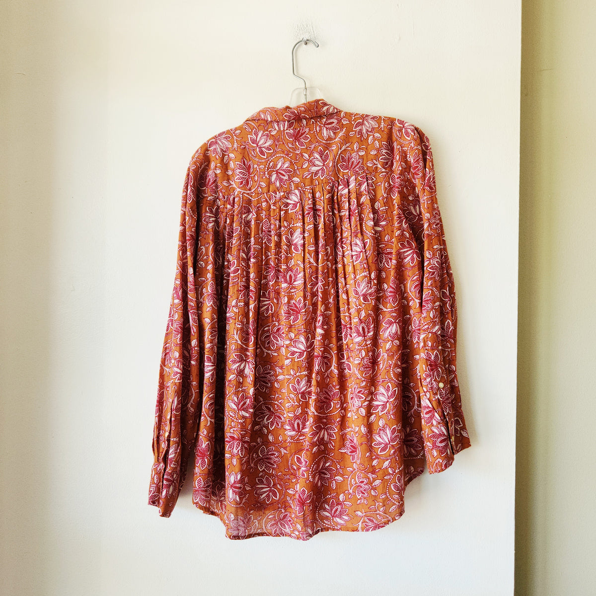 The Great 100% Cotton Flowy Button Up Shirt & Drawstring Skirt - L
