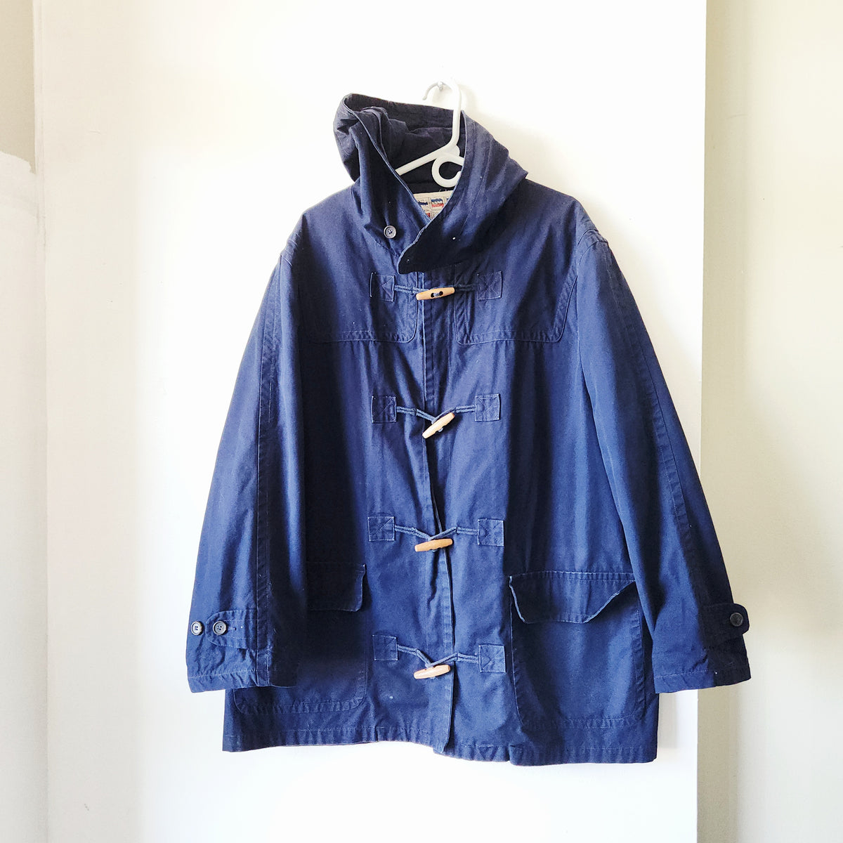 Vintage Calvin Klein Sport 100% Cotton Canvas Navy Coat with Toggle Closure - XL