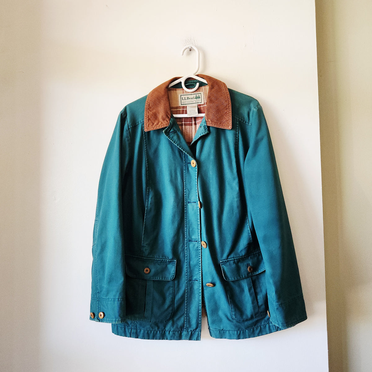 LL Bean Plaid Lined Barn Coat - M Petite