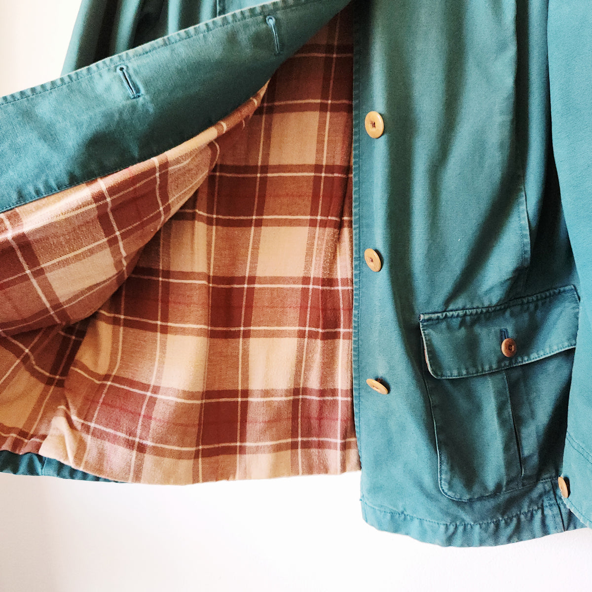 LL Bean Plaid Lined Barn Coat - M Petite