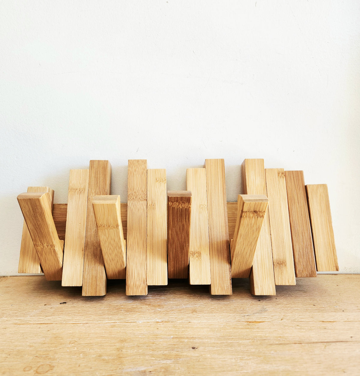 Natural Pine Wood Hook Wall Rack