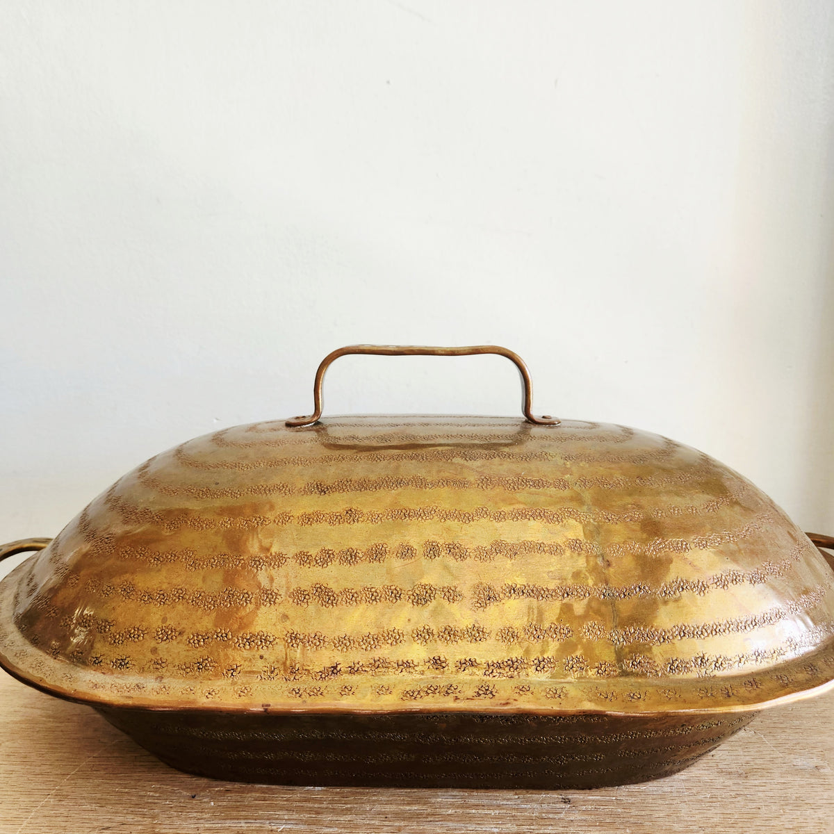 Hammered Copper Dish Platter with Cover 21"L