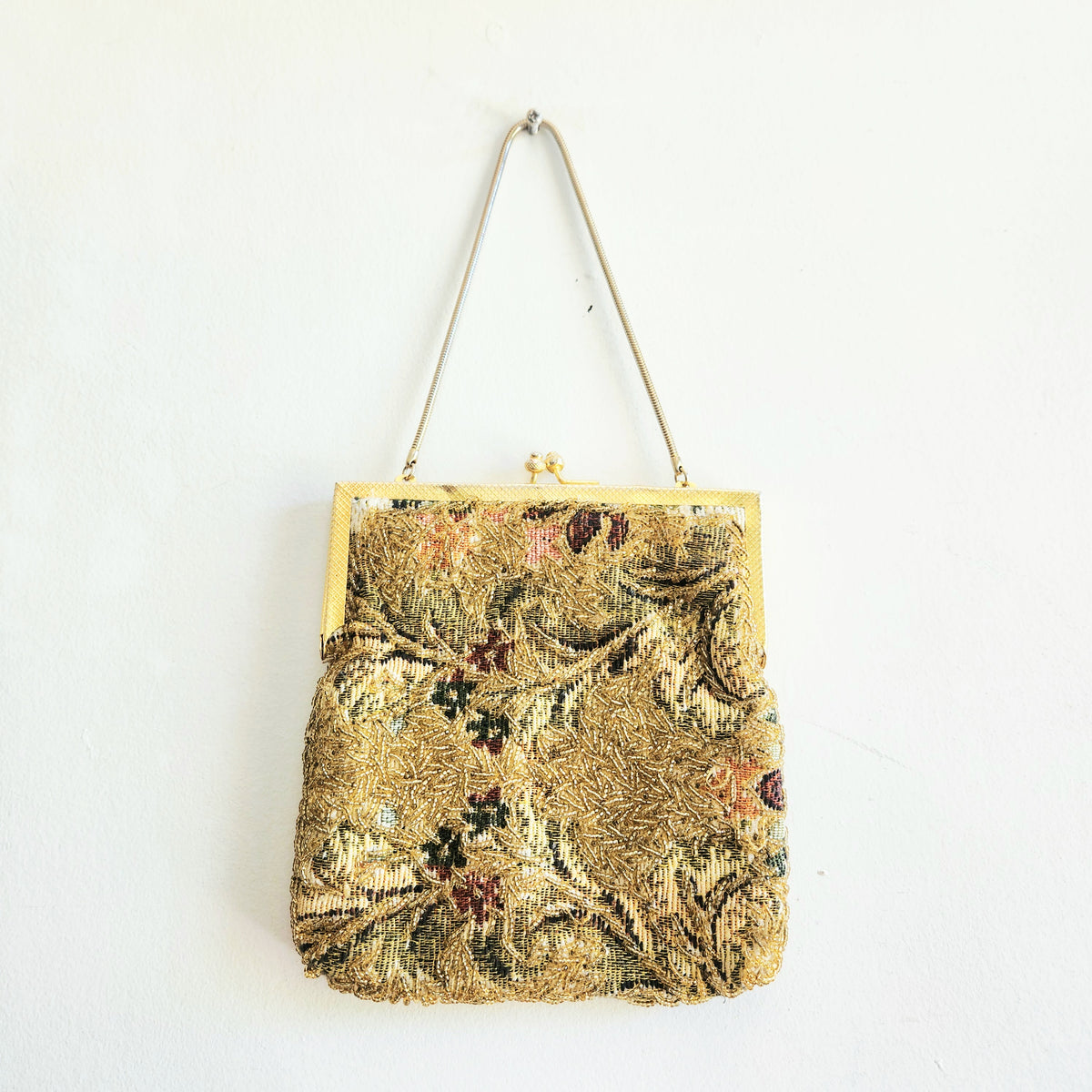 Vintage Multi-Colored Beaded Purse Satin Lining