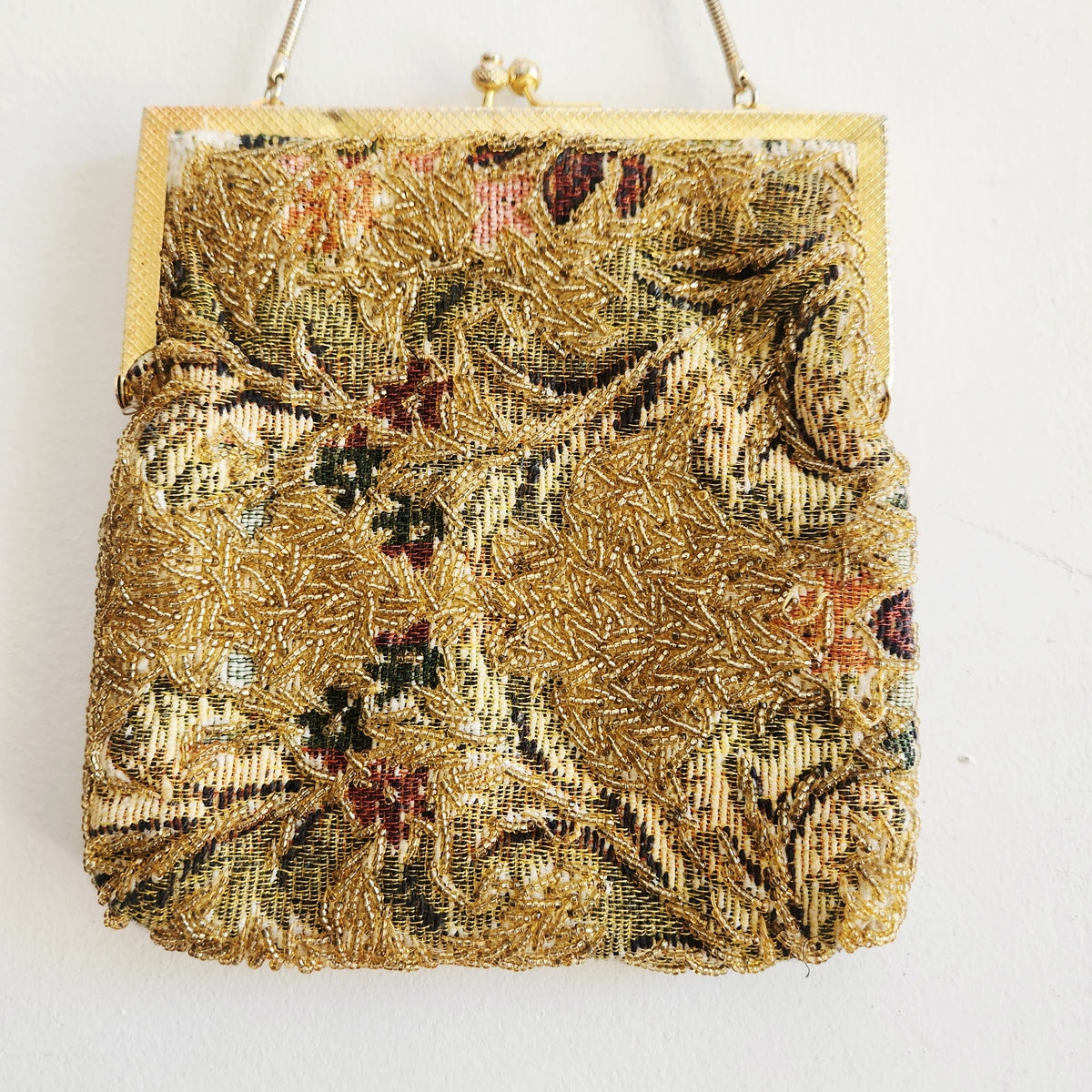 Vintage Multi-Colored Beaded Purse Satin Lining