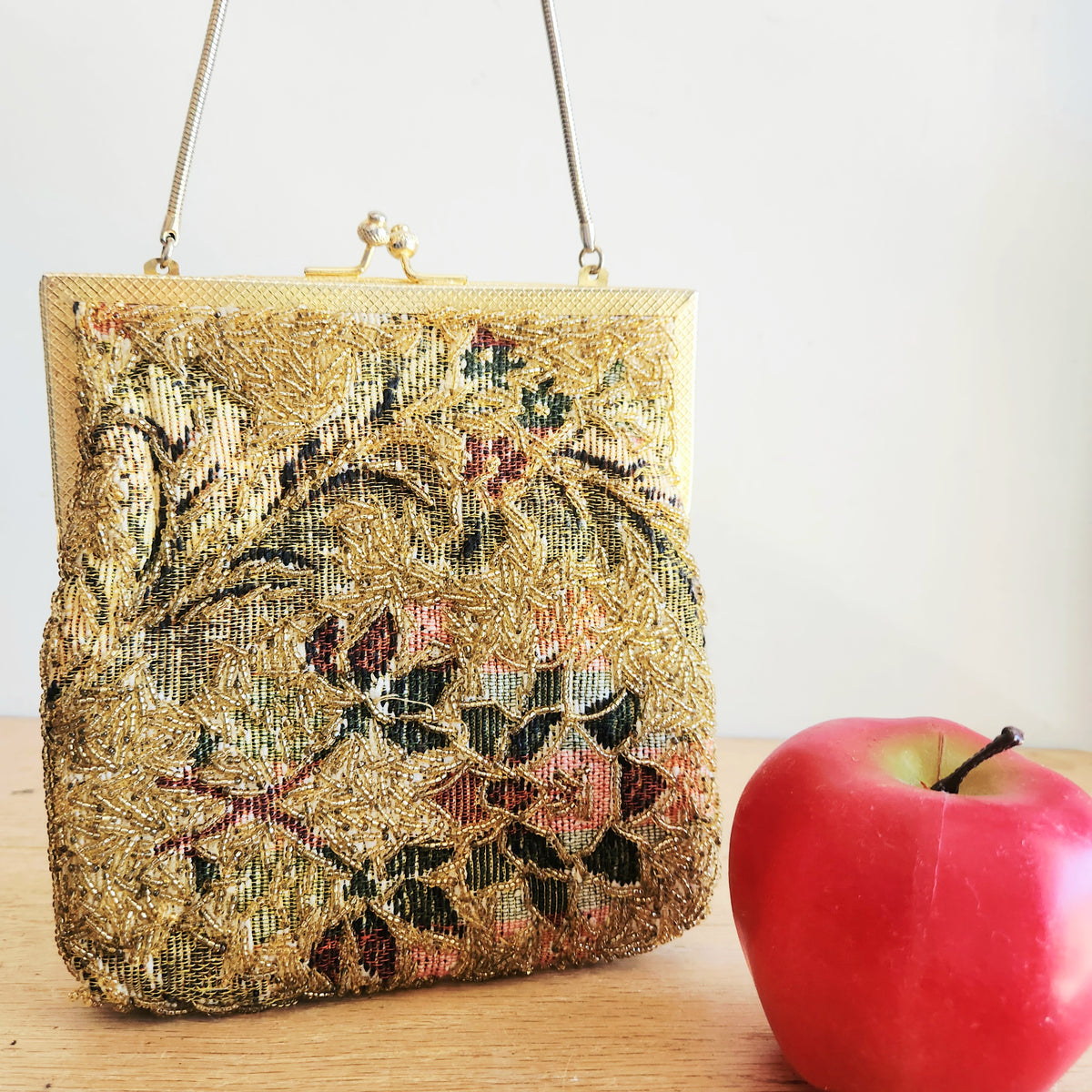 Vintage Multi-Colored Beaded Purse Satin Lining