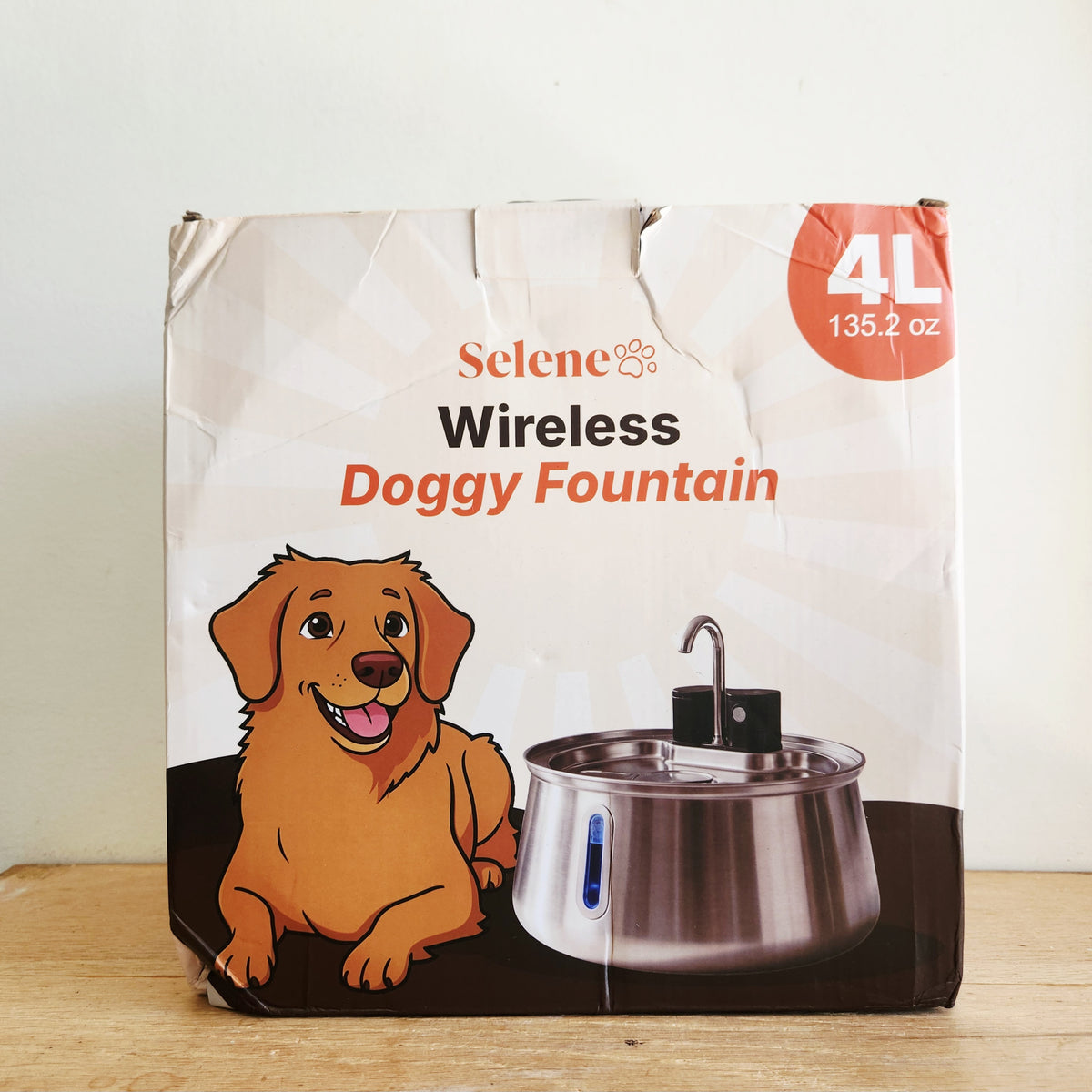 Selene Wireless Dogg Fountain 4 Liter Stainless Steel Automatic Pet Water Dispenser NEW