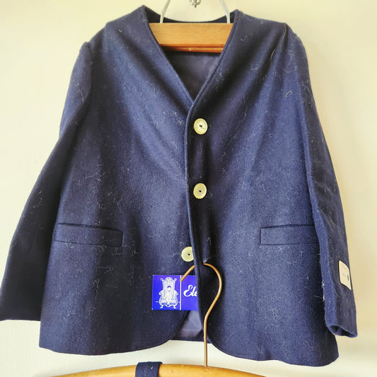 Vintage Blue Children's Blazer with Overall Shorts NEW Size 4 Wool