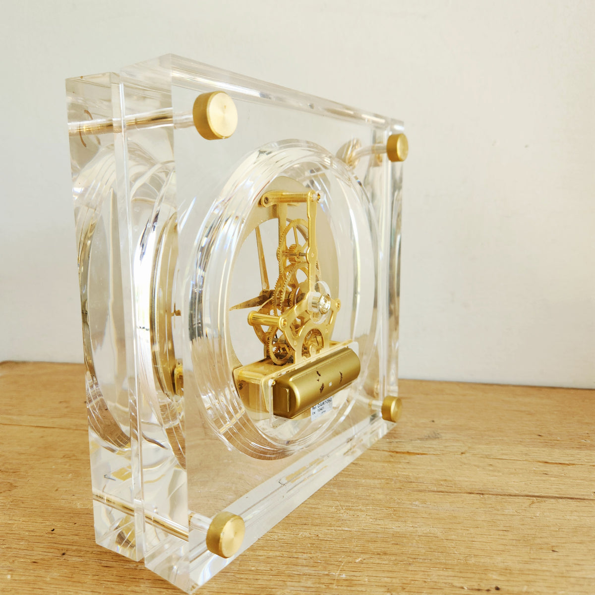 Vintage Seiko Lucite Quartz Skeleton Desk Mantel Clock