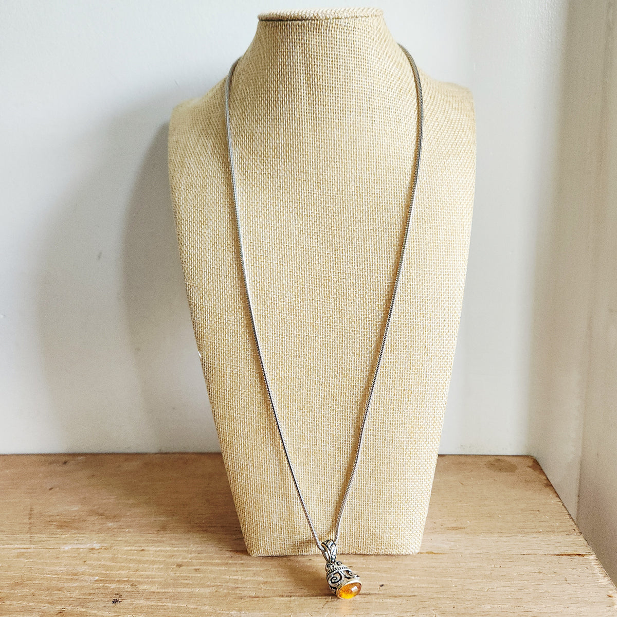 Silvertone Chain with Domed Pendant