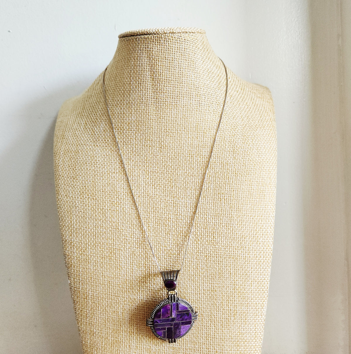 Sterling Silver Chain with Sterling Silver Inlay Pendant