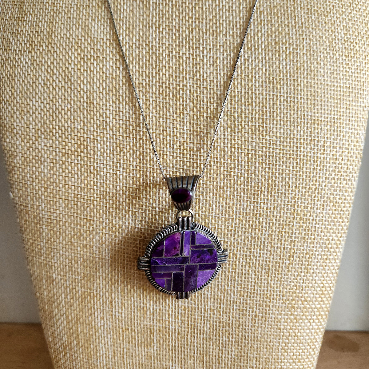 Sterling Silver Chain with Sterling Silver Inlay Pendant