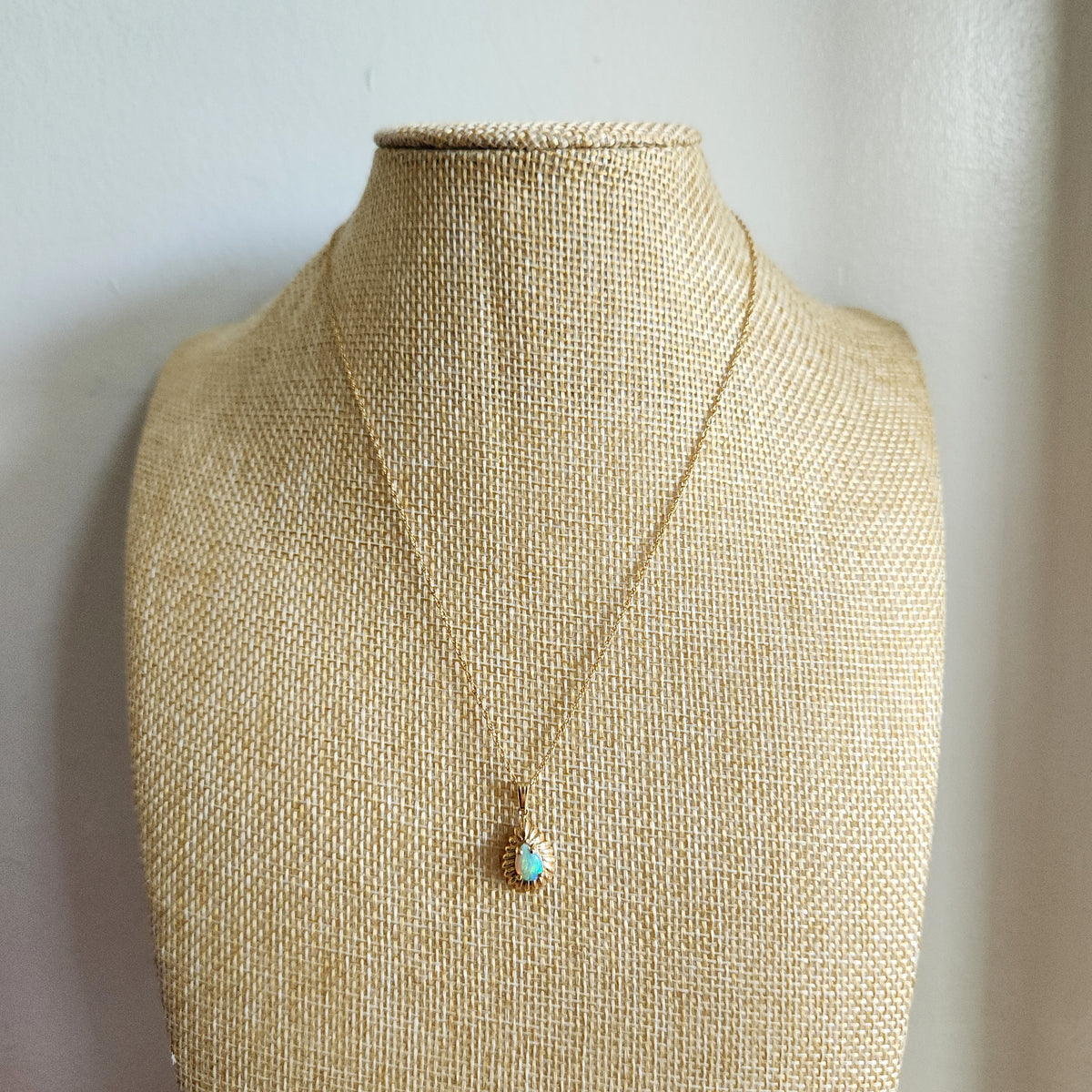 14K Gold Chain with 14K Gold & Opal Pendant