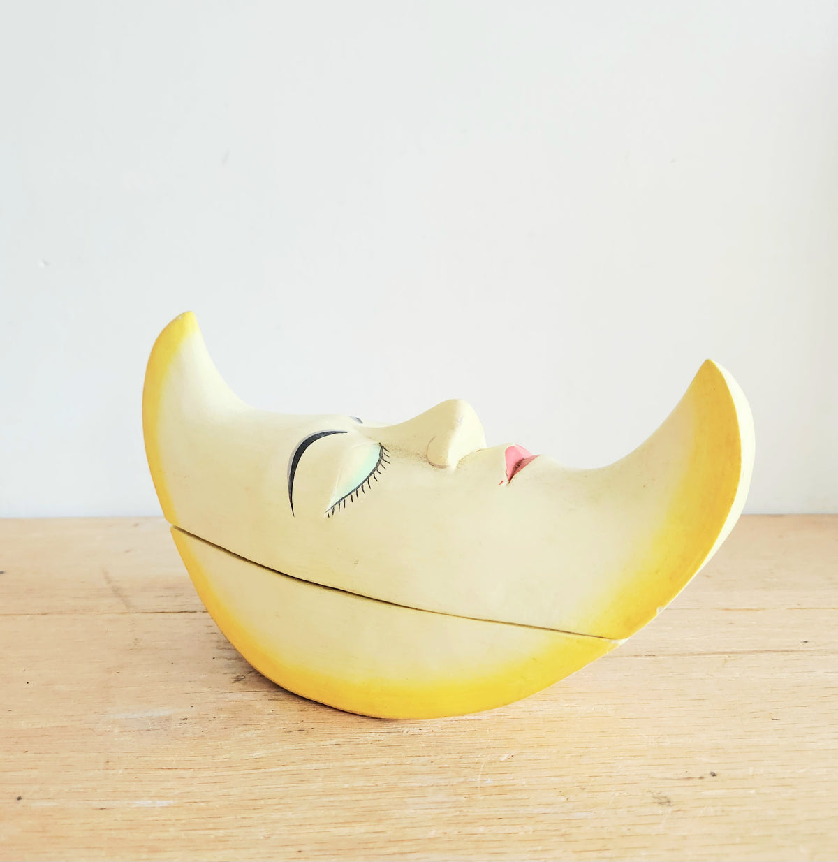 Handcarved Wooden Moon Trinket Box