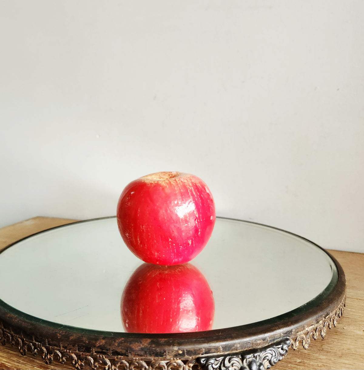 Antique Victorian Round Mirrored Plateau 13"