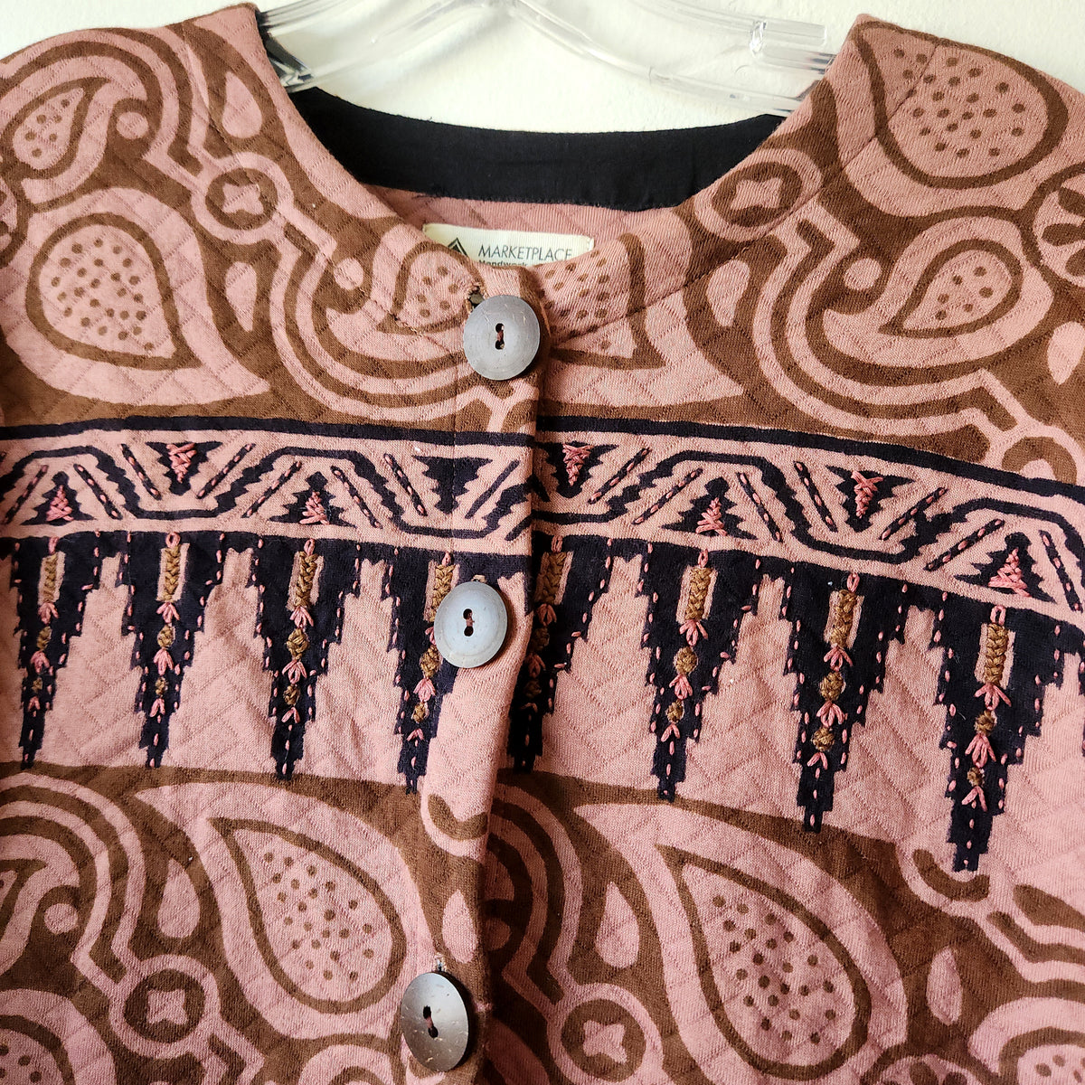 Marketplace Handwork of India Oversized Top with Embroidery - S