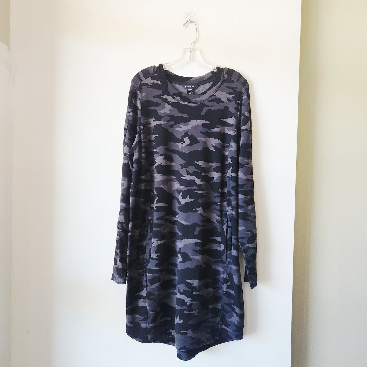 Athleta Soft French Terry Camo Sweatshirt Dress - L