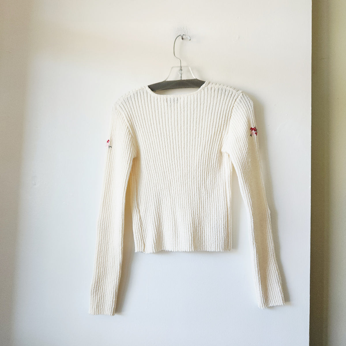 The Workshop Cream Cardigan with Ties & Embroidery - L
