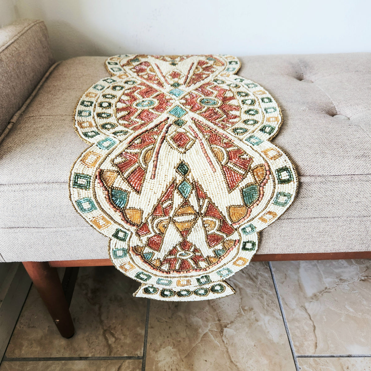 Beaded Table Runner 15"w 36"L