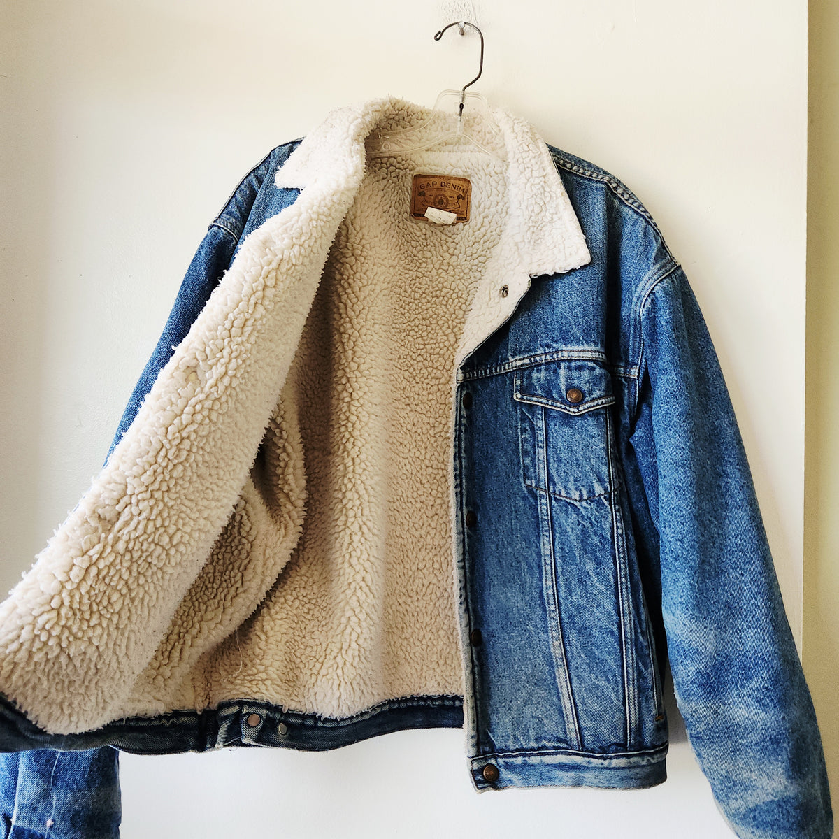GAP Denim Faux Shearling Lined Jacket - L