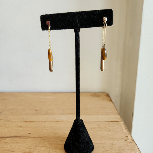 Stud Earrings with Front & Back Chains