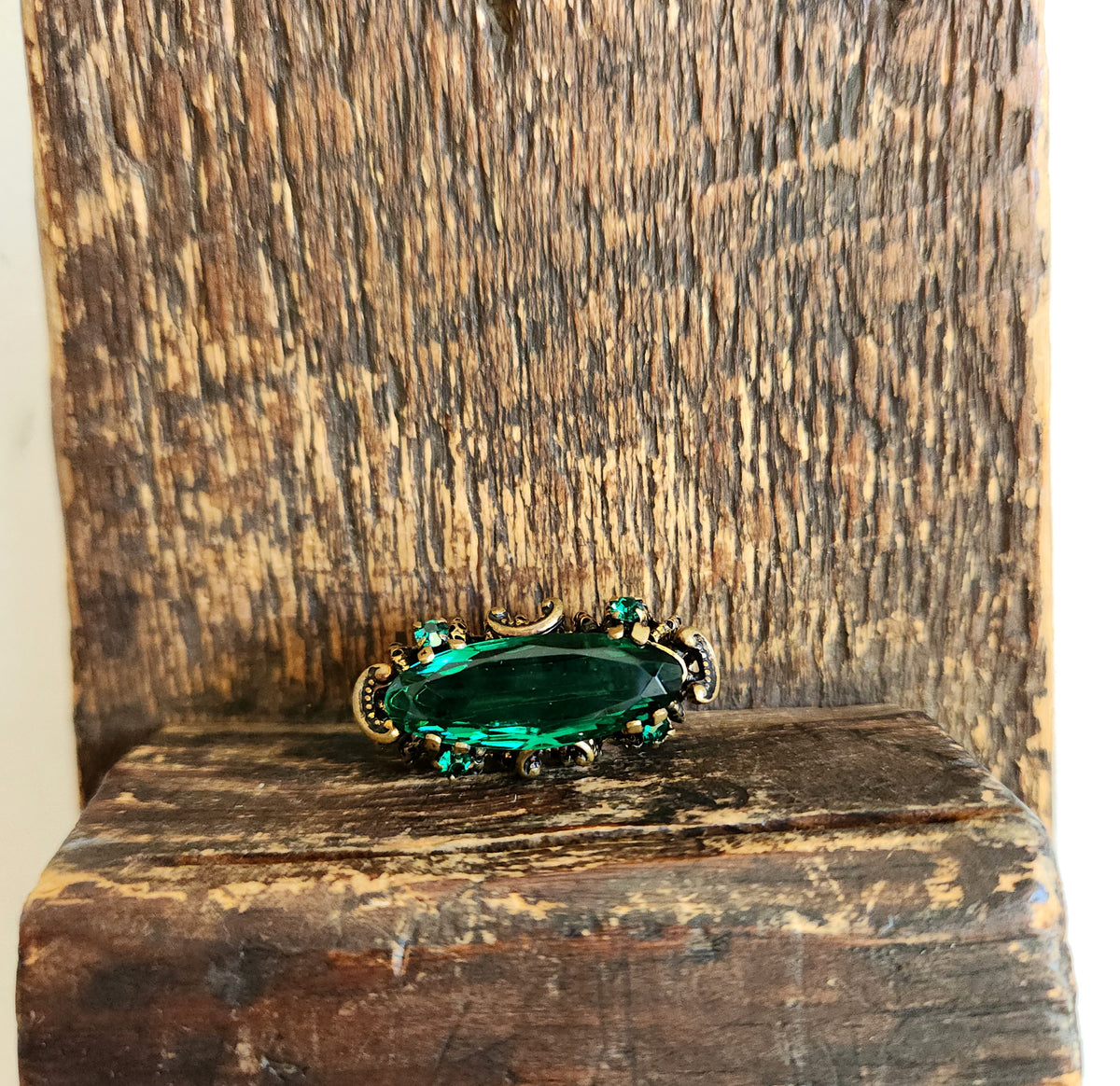 Vintage Green Crystal Pin - Austria