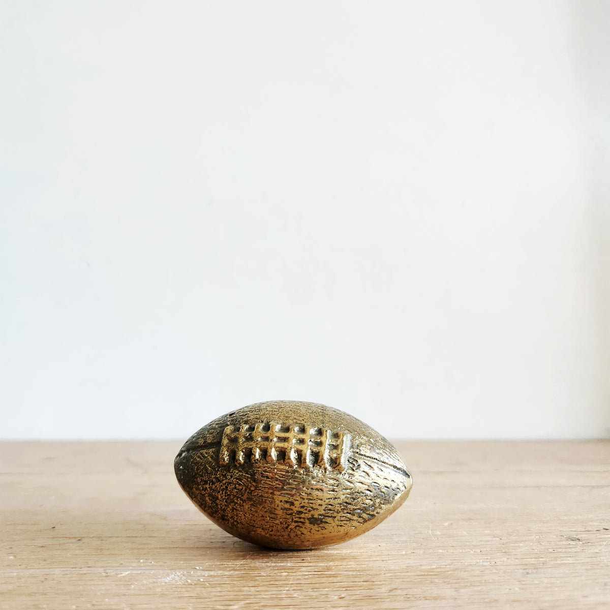 Vintage Gold Solid Brass Football Paperweight