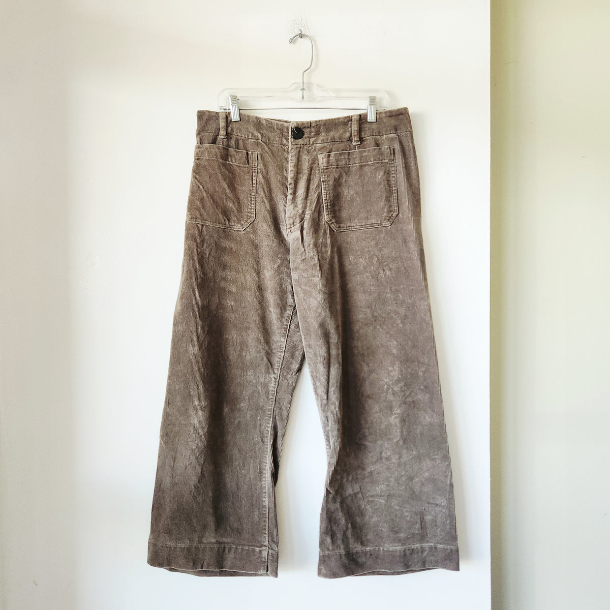Quince Crop Fit Corduroy Pants with Patch Pockets - size 14